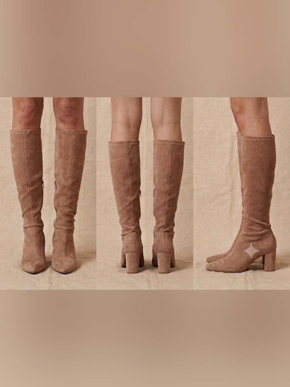 NIB Anthropologie Silent D Komass Stretch Knee High Boots Sand / EU 37 W